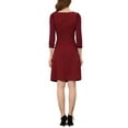 thumbnail image 3 of INSPIRE CHIC Women's Square Neck Ruffle Trim Sheer 3/4 Sleeve Chiffon Mini Dress XS Burgundy, 3 of 6