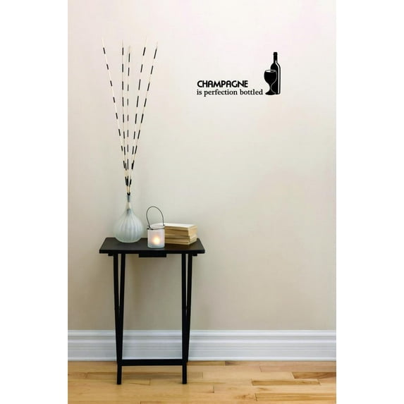 Champagne Is Perfection Bottled Wine Bottle Winery Spirits Vineyard Grapes Grapevine Ruby Red Holiday Gift Decorating Ideas Girl Boy Bedroom Wall Decal Sticker - Size: 17 Inch x 38 Inch
