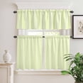 thumbnail image 2 of 3 Piece Kitchen Curtains and Valances Set Yellow White Stripe Cafe Curtains 24 Inch Length Modern Minimalist Geometric Striped Valance & Tier Curtain for Living Room Bedroom Window 54"x18"+27"x24"*2, 2 of 6