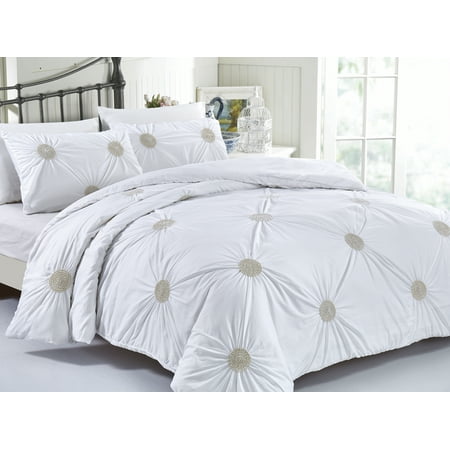 Tahiti Pearl 3 Piece Cotton White Duvet Cover Bedding Set Tahiti Pearl 3 Piece Cotton White Duvet Cover Bedding Set Metallic Gold Covers Full Queen Standard Decorative Pillow Shams