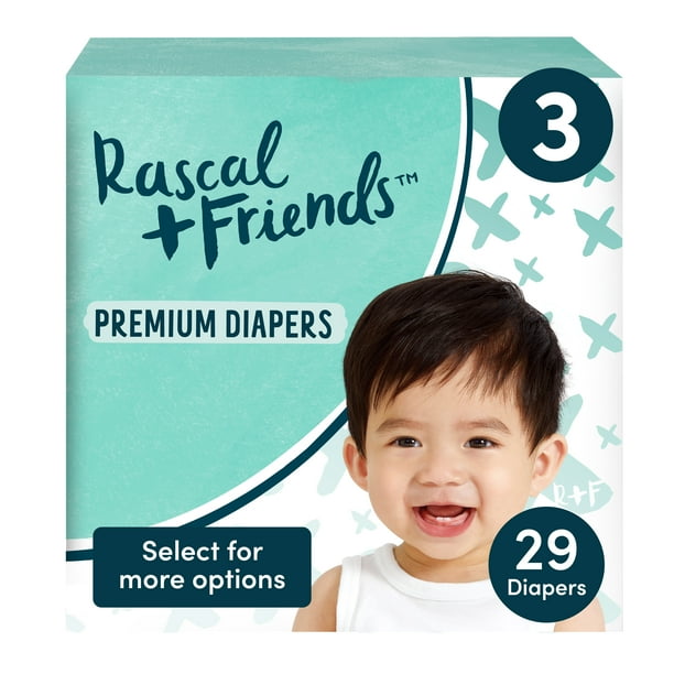 Rascal + Friends Premium Diapers Size 3, 29 Count (Select for More