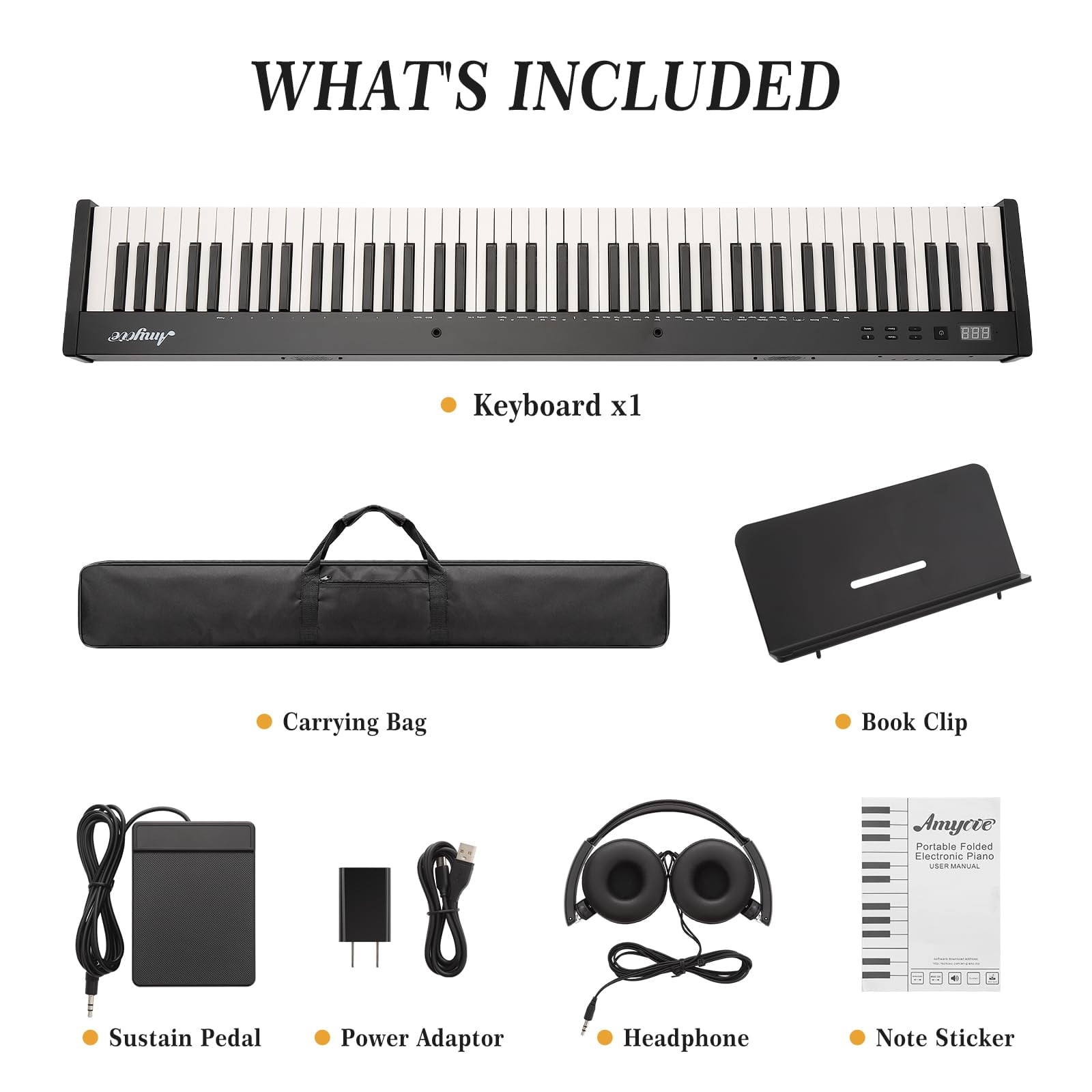 Kojooin 88-Key Full-Size Semi-Weighted Electronic Keyboard Piano Set, Portable Digital Piano