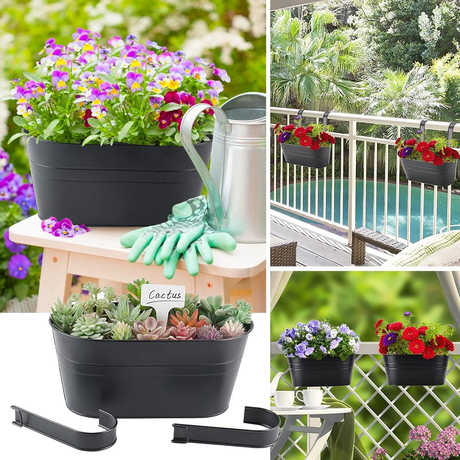 Metal Hanging Flower Pot Indoor Set of 3,Bexikou Metal Iron Hanging Planters for Outdoor Plants,Indoor Outdoor Hanging Plant Pot Decor,Flower Plant Holder with Hooks and Drainage Hole
