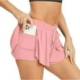 thumbnail image 3 of Workout Athletic Shorts for Womens 2 In 1 Double Layer Flowy Hem Running Shorts Biker Shorts Quick-Drawstring High Waisted Gym Yoga Tennis Shorts Butterfly Skirt, 3 of 8