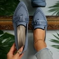 thumbnail image 2 of Tao Tao Women's Loafer Flats Casual Knit Fabric Lightweight Dressy Shoes Washable Elegant Pointed-Toe lace-up Bow Shoes Comfortable Ballet Shoes For Daily Blue 38, 2 of 9