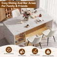 thumbnail image 6 of Hawsaiy 5 Piece Dining Table Set for 4, 63" Faux Marble Dining Table with LED Lights & Storage Cabinet, Kitchen Table and 4 PU Leather Upholstered Dining Chairs, White, 6 of 10
