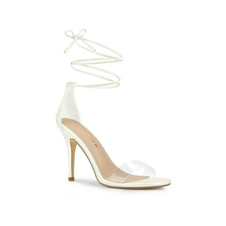

K Women‘s Sandals Dress Shoes Stiletto Heels Clear Strap Lace Sandals
