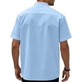 thumbnail image 4 of Qwertyu Mens Button Down Shirt Short Sleeve Casual Shirts Linen Textured Summer Beach Shirts Light Blue L, 4 of 4