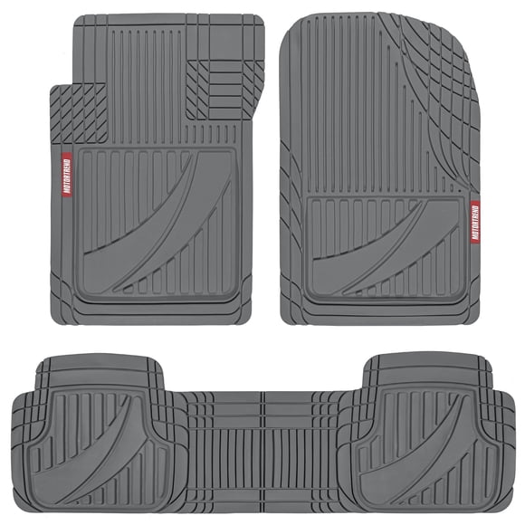 Motor Trend FlexTough™ Advanced Gray Rubber Car Floor Mats – Heavy Duty Trim to Fit All Weather Floor Mats for Cars Tru