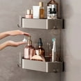 thumbnail image 4 of Corner Shower Shelf, Bathroom Corner Storage Rack, Gray Alloy Wall-Mounted Organizer, Space-Saving Toilet Tank Shelf, Multipurpose Shower Caddy for Bathroom Kitchen Laundry Room, 4 of 6