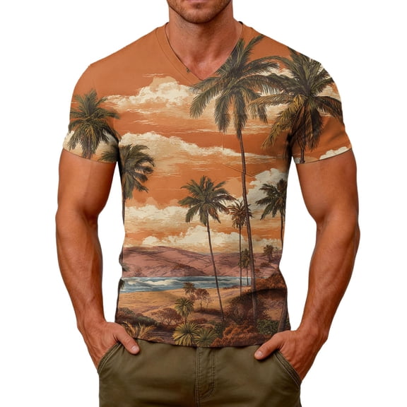 CONZONE Mens Hawaii Tshirts Short Sleeve T Shirts for Men Casual Crew Neck Hawaiian Graphic Lightweight Tees Soft Summer Beach Tops