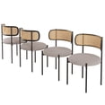 thumbnail image 3 of MAYEERTY 4-Pack Light Gray Modern Upholstered Dining Chairs, Rattan Back, Metal Legs, Kitchen Accent, 3 of 7