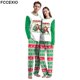 thumbnail image 2 of FCCEXIO-Conjunto de pijama con estampado de rayas navideñas para hombre y mujer, ropa de dormir de manga larga con cuello redondo y pantalones para el hogar, conjuntos de fiesta de navidad, 2 of 4