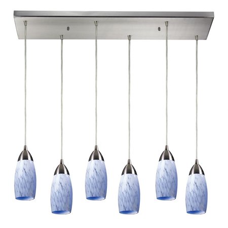 

Six Light Rectangular Pendant-Snow White Glass Color Bailey Street Home 2499-Bel-1631335