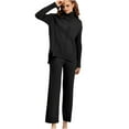 thumbnail image 2 of Ashirexll Two Piece Sets for Women, Outfits for Women, Winter Knitting Long Sleeve Shirt and Pants Casual Two Piece Comfortable Suit, 2 of 7