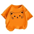 thumbnail image 2 of Delliss Girl's T Shirts Short Sleeve Cute Graphic Tees Crewneck Cartoon Cat Print Summer Tops 2-14 Years, 2 of 8