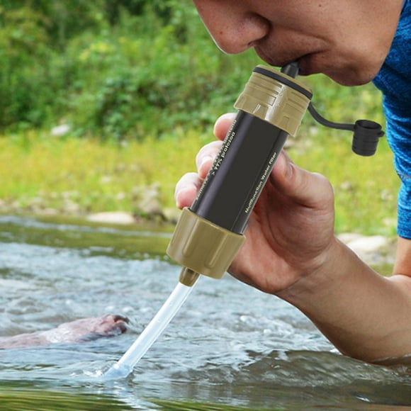 Purificador de supervivencia portátil para viajes de campamento Senderismo Escalada Mochilero Válvula de 0,1 micras de agua flotante Filtración Ejercito verde DYNWAVEMX Purificador de ahorro