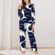 thumbnail image 2 of Balery Angry Shark Conjunto de Pijama con Estampado para Mujer, Conjunto de Dos Piezas con Manga Larga, Ropa de Dormir Suave con Bolsillos, Pijamas Cómodos-Medium, 2 of 7