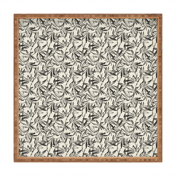Society6 Holli Zollinger Junglia Charcoal Large Square Bamboo Tray, 16" x 16"