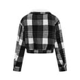 thumbnail image 5 of STETMN Women's Plaid Cropped Jacket Long Sleeve Fleece Collar Coat Button Up Fall Outwear Coats, 5 of 6