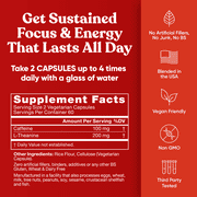Eu Natural Elite Caffeine with L-Theanine - Jitter-Free Focused Energy Pills - Nootropic Stack for Smart Cognitive Performance - 120 Soft Capsules