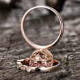 thumbnail image 3 of 11x9mm Oval Cut 4.5 Carat Peach Morganite Solitaire Diamond Moissanite 10k Rose Gold Bridal Ring Set, 3 of 6