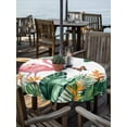 thumbnail image 2 of Outdoor Tablecloth with Umbrella Hole for Patio/Picnic/Party/Camping, Pink Flamingo Waterproof Table Cloth Round Cover Washable, Summer Tropical Palm Leaves Butterflies (Dia 60"), 2 of 9