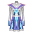 thumbnail image 3 of iiniim Women's Alien Costume Shiny Metallic Cap Sleeves Dress Astronaut Space Cadet Outfits Blue S, 3 of 7