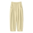 thumbnail image 4 of Edvintorg Sweat Pants for Womens Plus Size Elastic Waisted Wide Leg Sweatpant Loose Casual Drawstring Jogger with Pocket Trendy Womens Clothes S-3XL Beige, 4 of 6