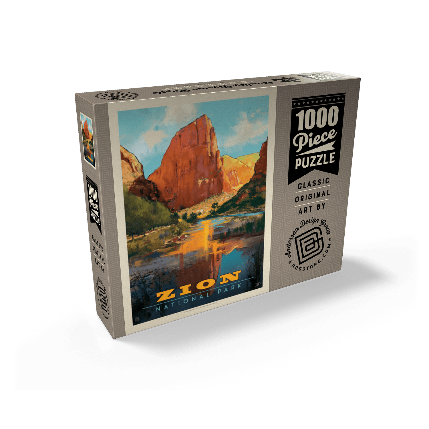 MyPuzzle - Zion National Park: Virgin River Valley, Vintage Poster - Premium 1000 Piece Jigsaw Puzzle for Adults