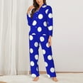 thumbnail image 2 of Salouo Blue And White Polka Dot Pattern Women's Pajamas Set Long Sleeve Button Down Sleepwear Soft Pj Lounge Sets for women 2 Piece Pjs Set with Long Pants-XX-Large, 2 of 7