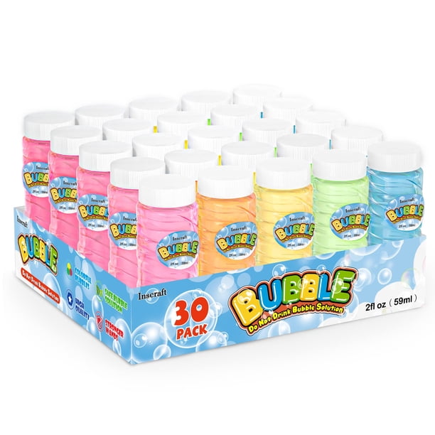 Botellas de burbujas INSCRAFT, 30 unidades, con varitas, 60 ml, solución para niños