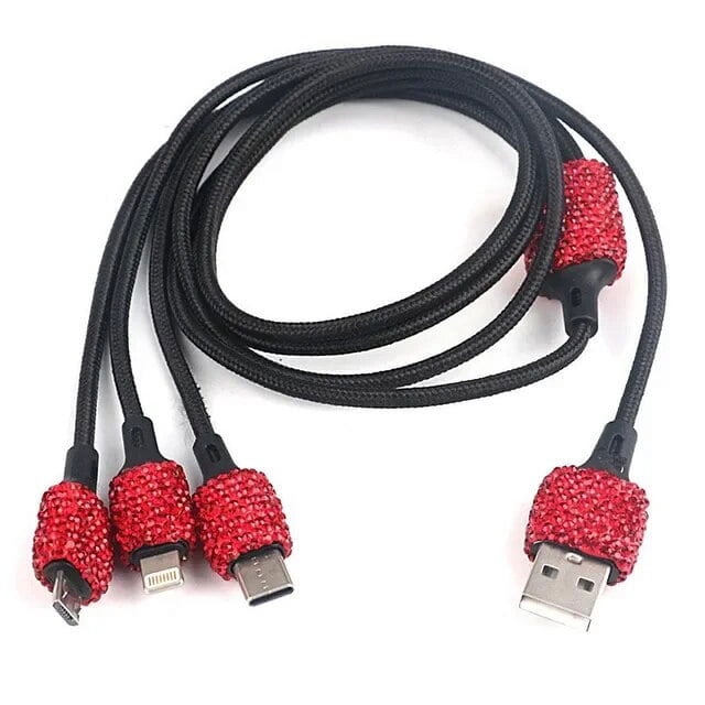 Bling-cargador USB para coche, adaptador rápido de doble puerto, 5V, 2.1A, rosa, decoración de coche, estilo de coche, accesorios de coche, Interior para mujer, nuevo