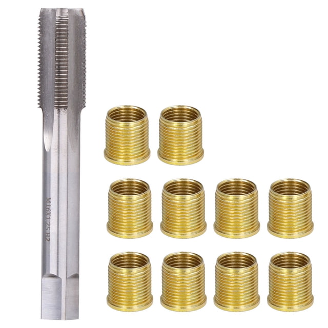 Herramientas de reparación de roscas de bujías para motores de gasolina, insertos de metal M14x1,25 y kit de machos de roscar M16x1,25