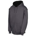 thumbnail image 2 of 9 Crowns Essentials Mens Full Zip Sherpa Lined Fleece Hoodie Jacket (Charcoal/Black, Small), 2 of 3