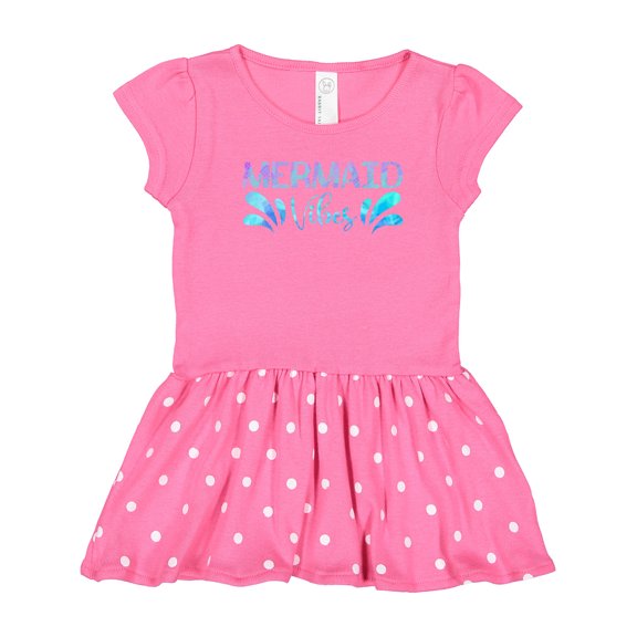 Inktastic Mermaid Vibes Text in Blues Girls Toddler Dress