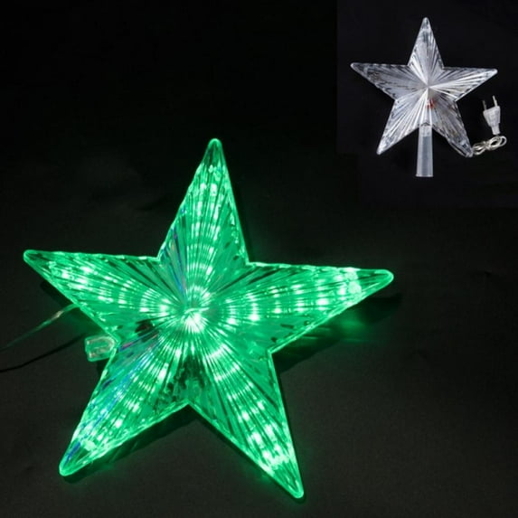 Christmas Tree Topper with LED Light,Clear Five-Pointed Star Tree Topper Plug in for Xmas New Year Lighted Christmas Tree Decoration