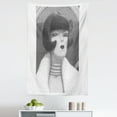thumbnail image 1 of Retro Tapestry, Halftone Pattern Dotted Black and White Portrait of Bob Haired Posh Lady, Fabric Wall Hanging Decor for Bedroom Living Room Dorm, 5 Sizes, Black Grey and White, by Ambesonne, 1 of 1