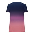thumbnail image 4 of Delayuji Short Sleeve Womens Tops 2025 Spring Neck Casual Print Tunic T Shirts Womens Tops Purple Xxl Polyester,Spandex Short Sleeve Shirts for Women, 4 of 5
