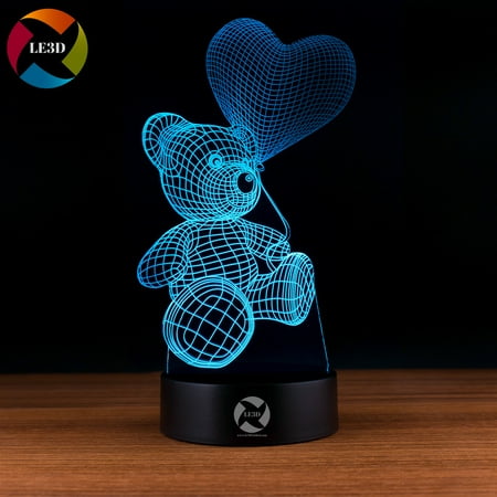 

3D Optical Illusion Night Light - Teddy Bear with Balloon