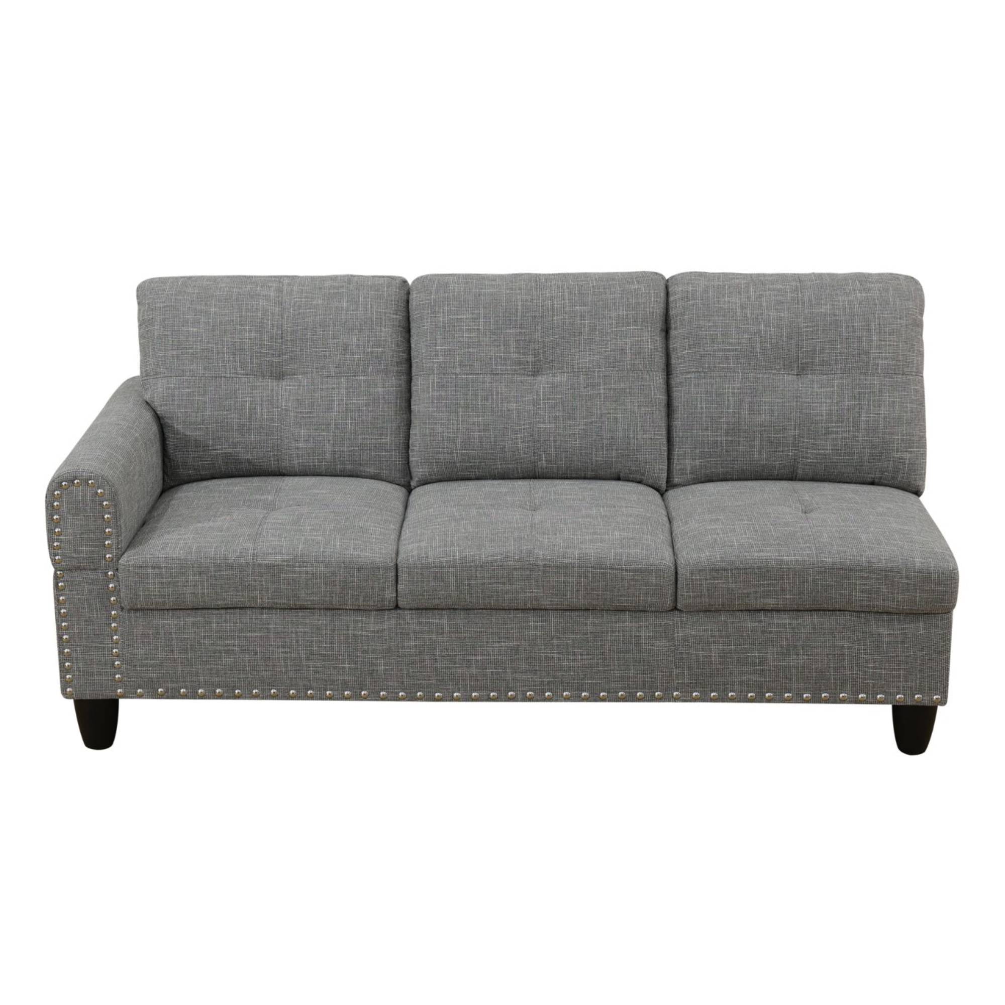 L Shaped Sectional Couches, Modular Corner Sofa with Cup Holder Lounge Sofa with Right Chaise for Living Room, Light Grey