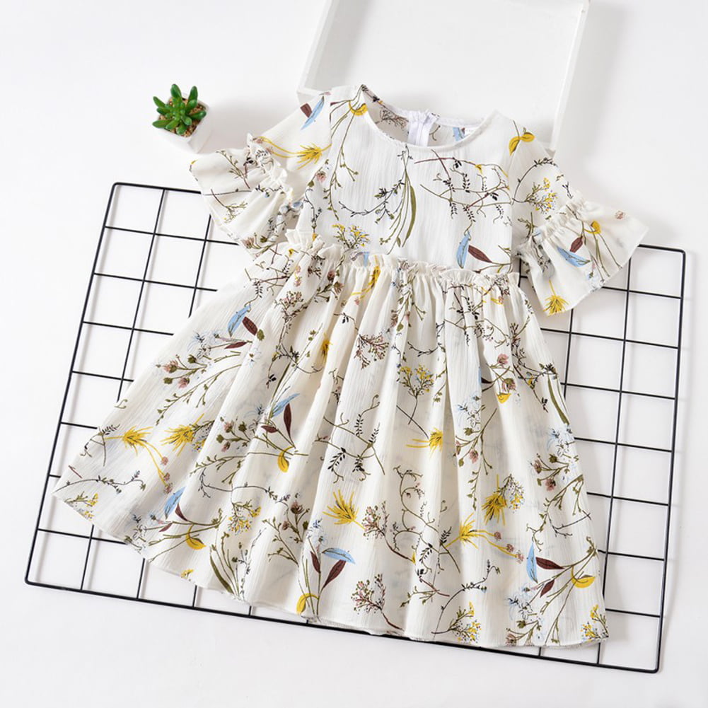 Maxcozy - Summer Kids Baby Girl Flutter Sleeve Floral Princess Dress ...