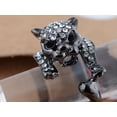 thumbnail image 4 of Alilang Antique Gun Metal Clear Rhinestone Encrusted Lion Jaguar Tiger Kitty Cat Biker Novelty Ring, 4 of 5