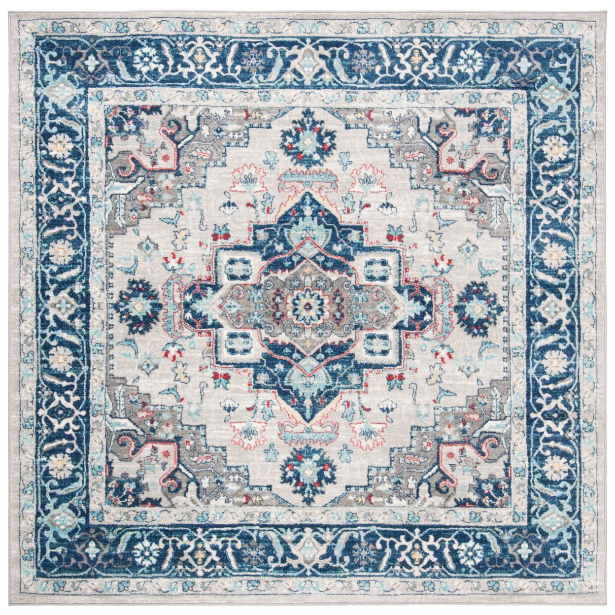 SAFAVIEH Brentwood Nanette Floral Bordered Area Rug, 5'3" x 7'6", Light Grey/Blue