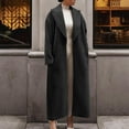 thumbnail image 2 of Lovskoo Women's Pea Coat Casual Trendy Solid Color Long Suit Collar Woolen Coat Black, 2 of 6