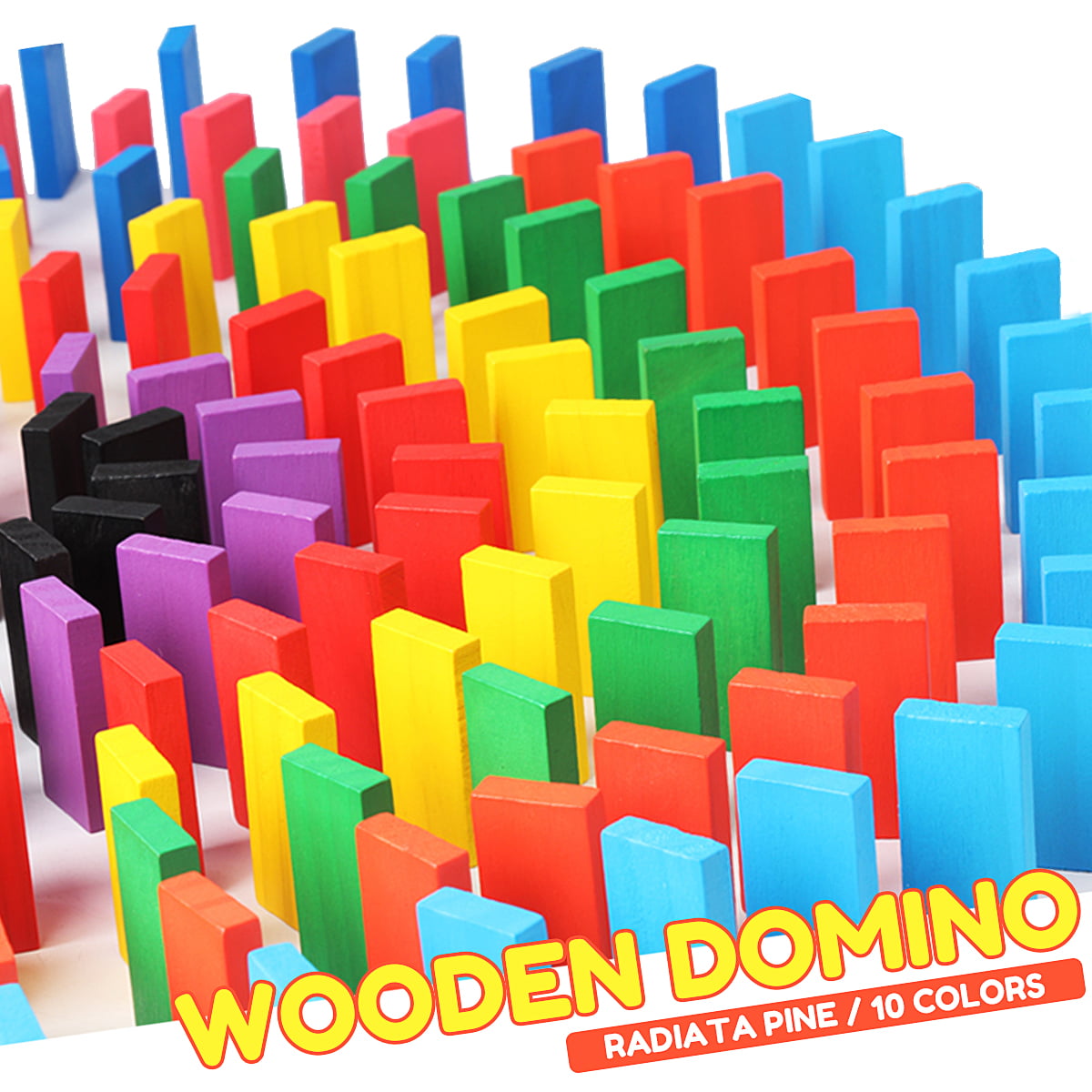100 Wooden Tiles Set for Building Dominos Colored Blocks Tile Arts Crafts Puzzle