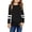H#02-Black, variant on Hudaneo Teen Girls Loose Long Sleeve Cotton Shirts Black Color Block Stripe Tee, Size 4-13 Years