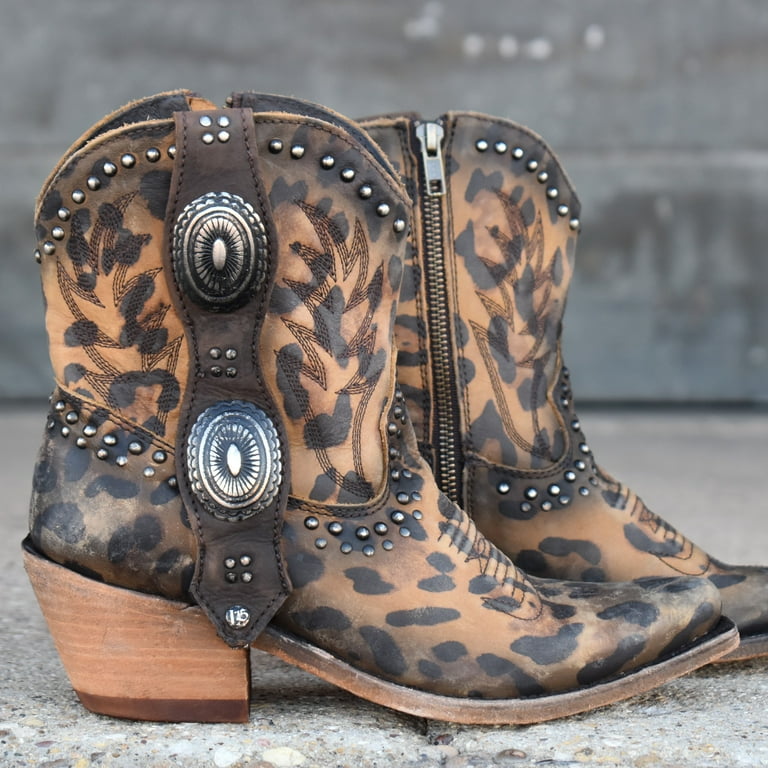 Liberty Black Ladies Shirley Chita Miel Concho Cheetah Boots LB 712979