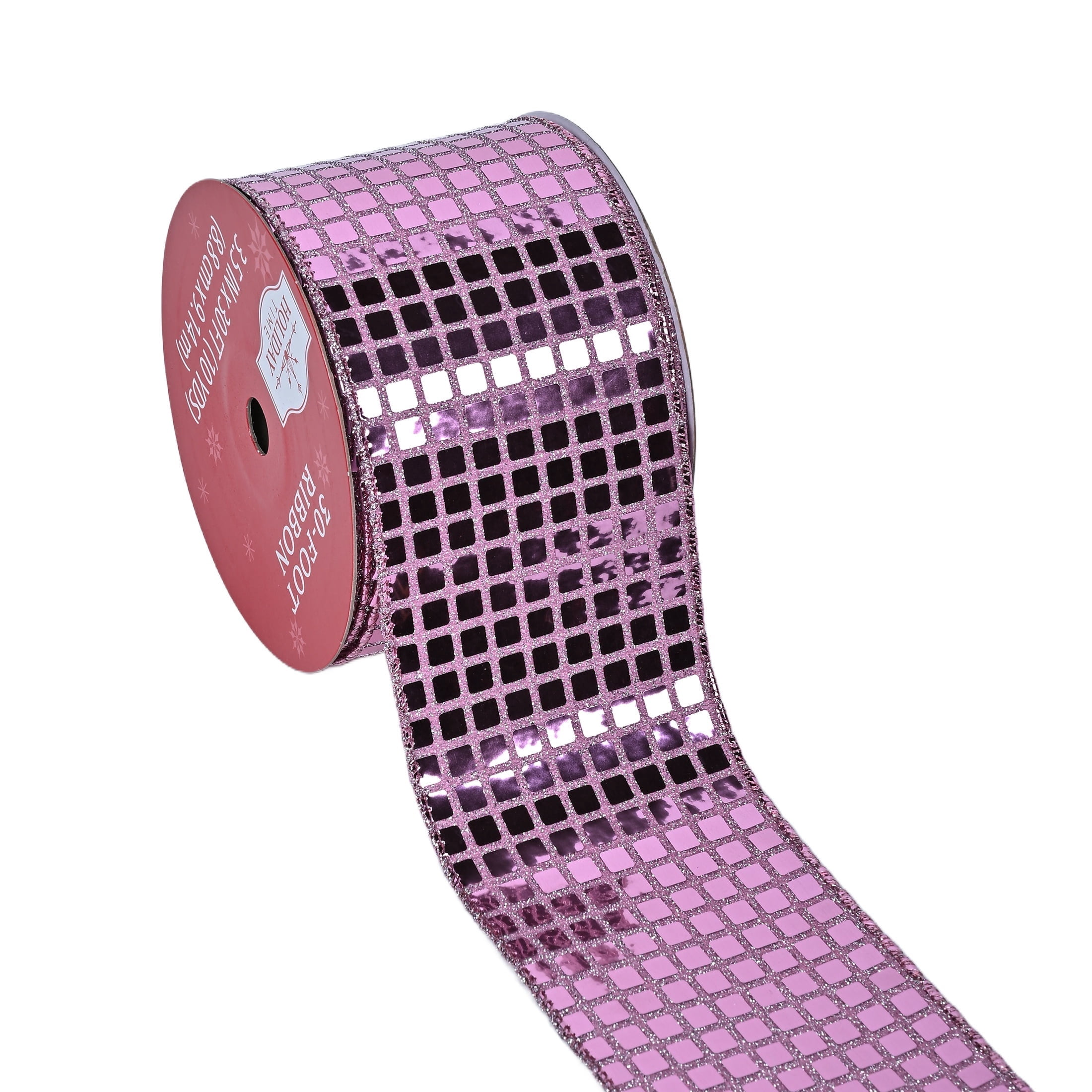Pink Sequin Christmas Ribbon, 3.5" x 30', by Holiday Time