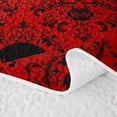 thumbnail image 5 of Homewish Bohemian Skull Skeleton Quilt Full,Vintage Red Damask Full Bedspread Sets,Halloween Duvet,3 Pieces, 5 of 7